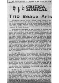 Crítica Musical Trío Beaux Arts