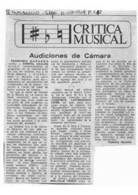 Crítica Musical Audiciones de Cámara