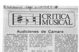 Crítica Musical Audiciones de Cámara