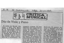 Crítica Musical Dúo de Viola y Piano