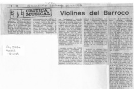 Crítica Musical Violines del Barroco