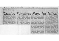 Crítica de Danza "Cantos Fúnebres para los Niños"