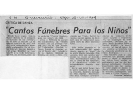 Crítica de Danza "Cantos Fúnebres para los Niños"