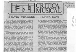 Crítica Musical Sylvia Wilckens - Elvira Savi