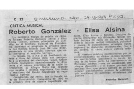 Crítica Musical Roberto González - Elisa Alsina