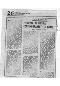 Crítica Musical "Festival de Música Contemporánea" (1a. Parte)