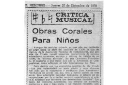 Crítica Musical ObrasCorales para Niños