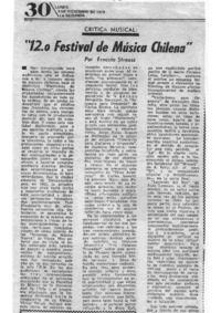 Crítica Musical "12.o Festival de Música Chilena"