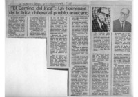 "El Camino del Inca": Un Homenaje de la lírica chilena al pueblo araucano