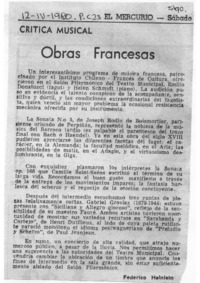 Crítica Musical Obras Francesas