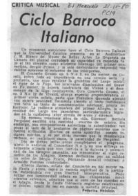 Crítica Musical Ciclo Barroco Italiano