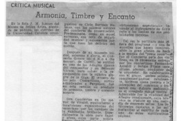 Crítica Musical Armonía, Timbre y Encanto