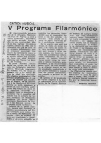 Crítica Musical V Programa Filarmónico