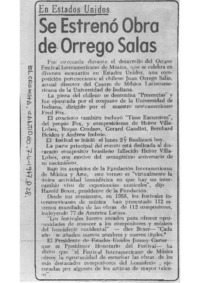 Se estrenó obra de Orrego Salas En Estados Unidos.