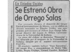 Se estrenó obra de Orrego Salas En Estados Unidos.