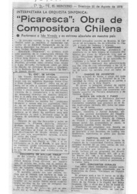 "Picaresca": obra de compositora chilena Interpretará la Orquesta Sinfónica