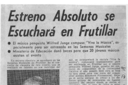 Estreno absoluto se escuchará en Frutillar