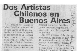Dos Artistas Chilenos en Buenos Aires