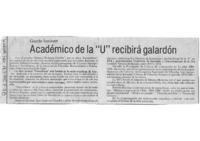 Académico de la "u" recibirá galardón Goethe Institut