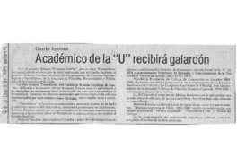 Académico de la "u" recibirá galardón Goethe Institut