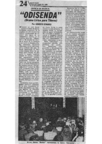 "Odisenda" (drama lírico para títeres) Crítica de música