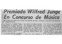 Premiado Wilfred Junge en concurso de música