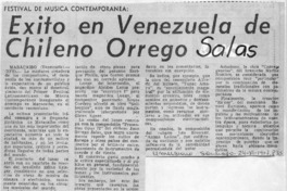 Éxito en Venezuela de Chileno Orrego Salas Festival de Música Contemporánea.
