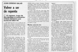 Volver a ser de repente. Juan Orrego Salas