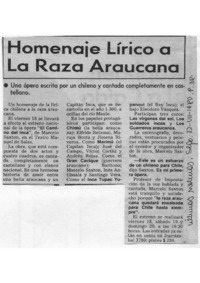 Homenaje lírico a la raza araucana