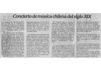 Concierto de música chilena del sigo XIX Esta tarde