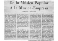 De la Música Popular a la Música-Empresa