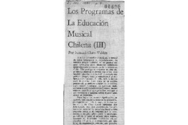 Los programas de la educación musical chilena (III)