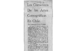 Los Comienzosde las artes Coreográficas en Chile