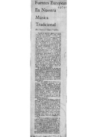 Fuentes europeas en nuestra música tradicional