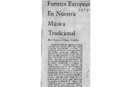 Fuentes europeas en nuestra música tradicional