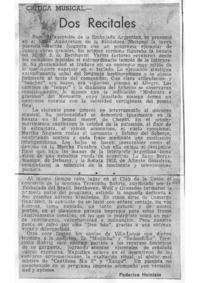 Dos recitales Crítica Musical