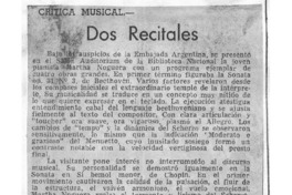 Dos recitales Crítica Musical