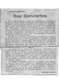 Dos conciertos Crítica Musical