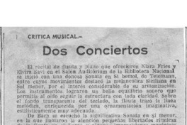 Dos conciertos Crítica Musical