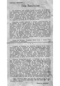 Dos recitales Crítica Musical