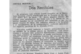 Dos recitales Crítica Musical