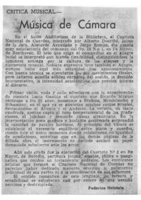 Música de cámara Crítica Musical