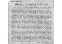 Recital de arias italianas Crítica Musical