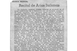 Recital de arias italianas Crítica Musical