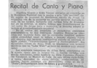 Recital de canto y piano Crítica Musical