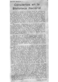 Conciertos en la Biblioteca Nacional Crítica Musical