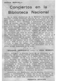 Conciertos en la Biblioteca Nacional Crítica Musical