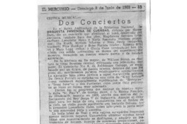 Dos conciertos Crítica Musical