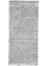 Dos conciertos Crítica Musical
