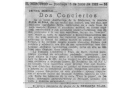 Dos conciertos Crítica Musical